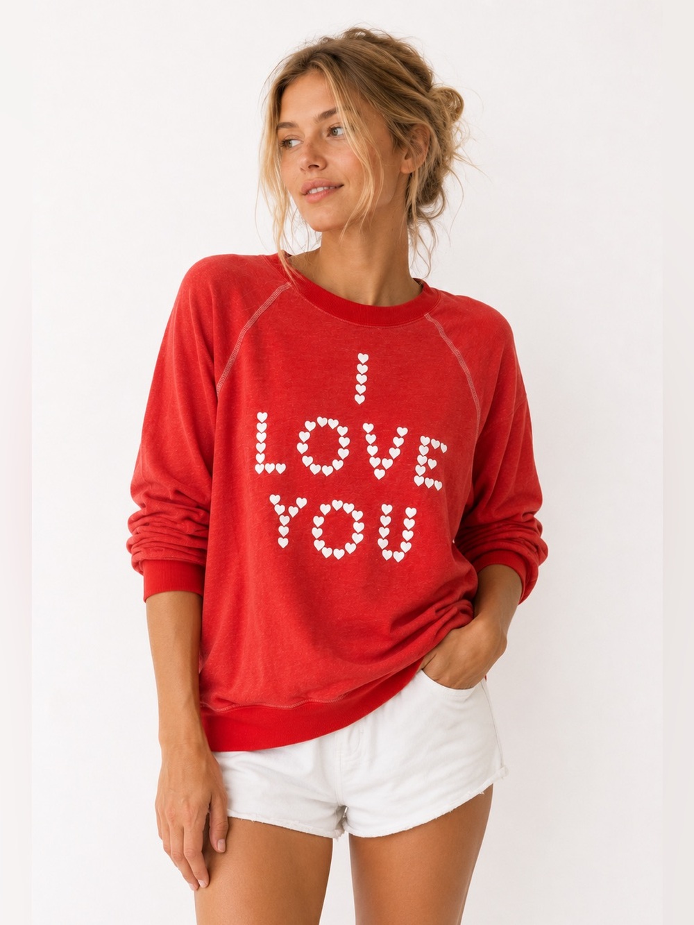 Wildfox Love You Red Graphic Sweatshirt Size S
